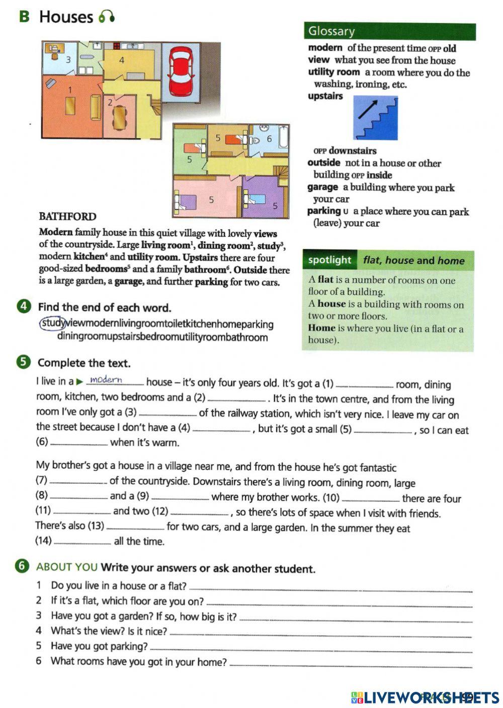 Esl Printable Worksheets Housing