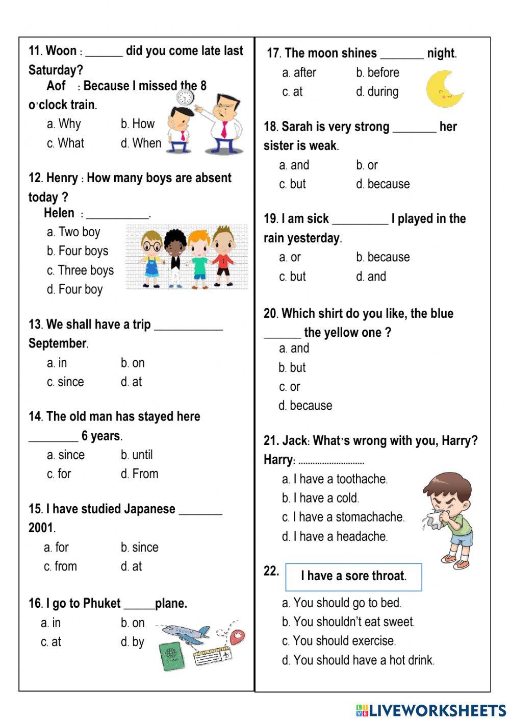 แบบทดสอบวิชาภาษาอังกฤษ ป.5