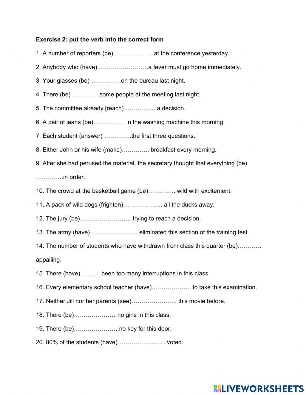 Subject and verb agreement
