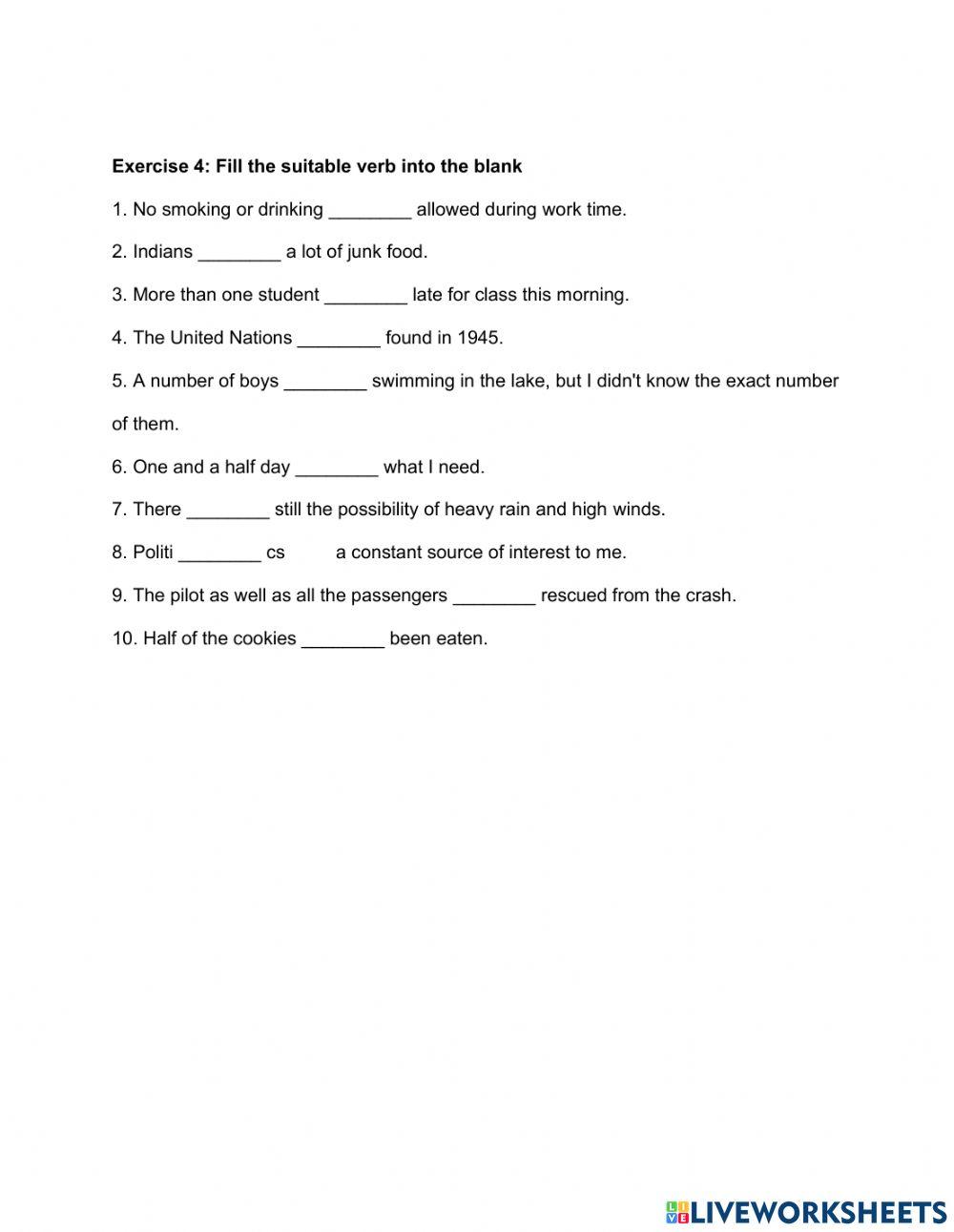 Subject and verb agreement