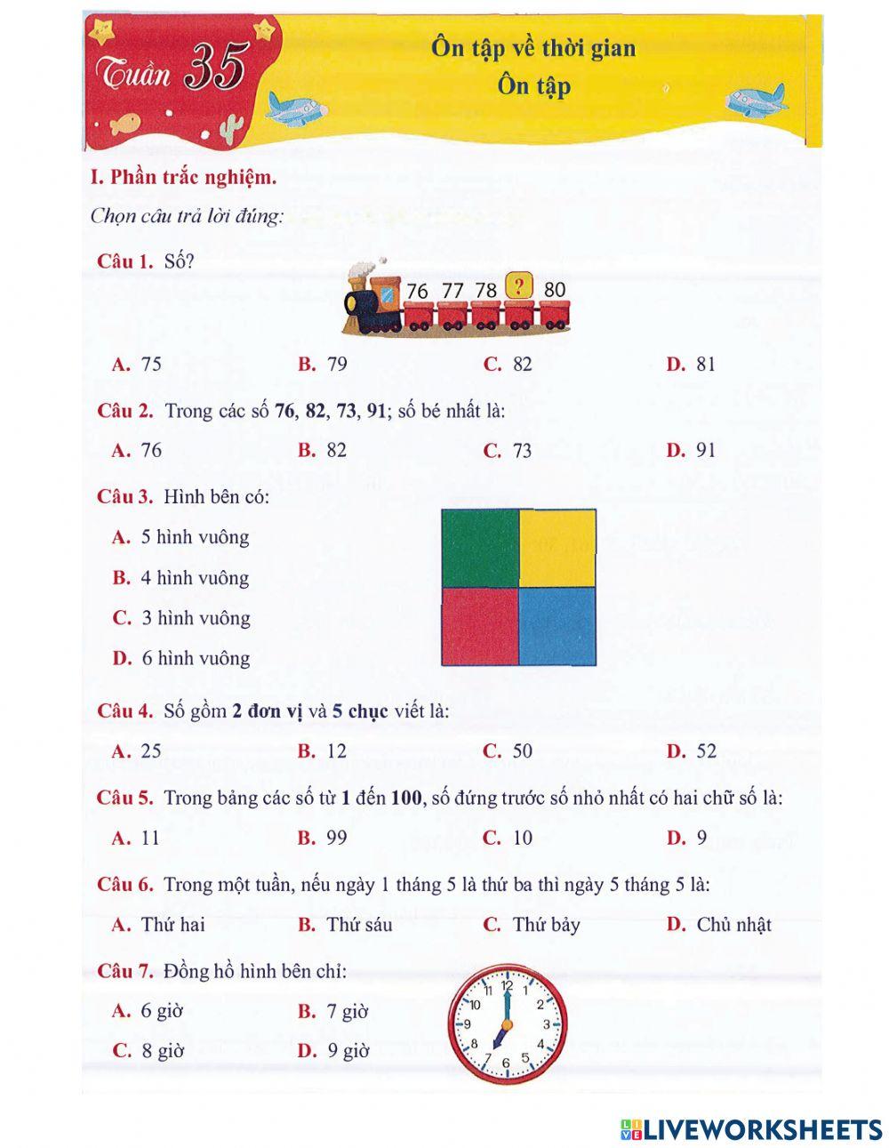 Toán 1 - Tuần 35 Bài tập