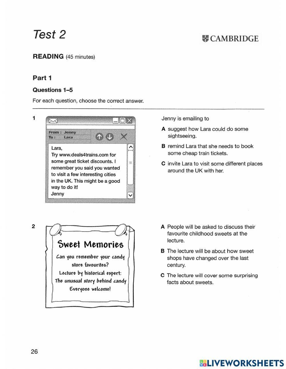 Practice test 2 (PET)
