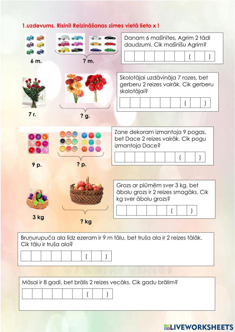 Divas reizes vairāk vai mazāk