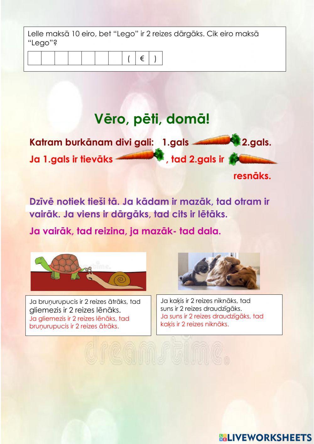 Divas reizes vairāk vai mazāk