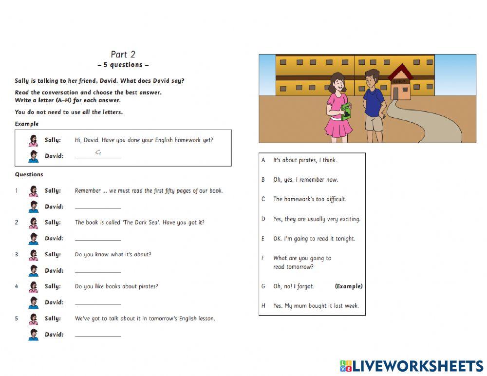 Flyers Reading and Writing Practice Test Plus Test 5 online exercise