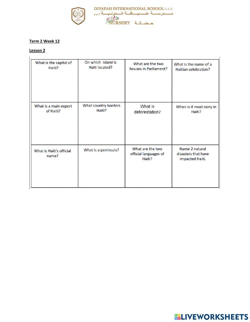 Humanities week 12 lesson 2