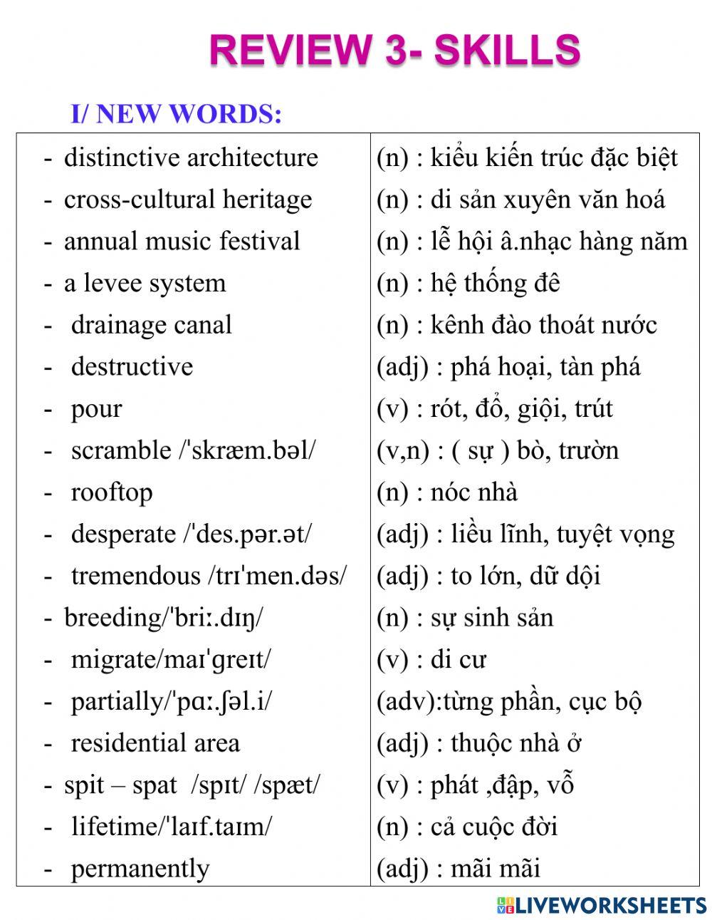 English 8- review 3- skills