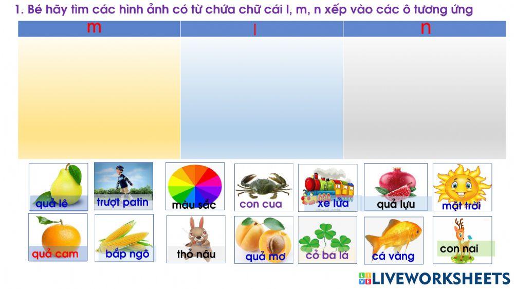 Trò chơi với chữ l m n
