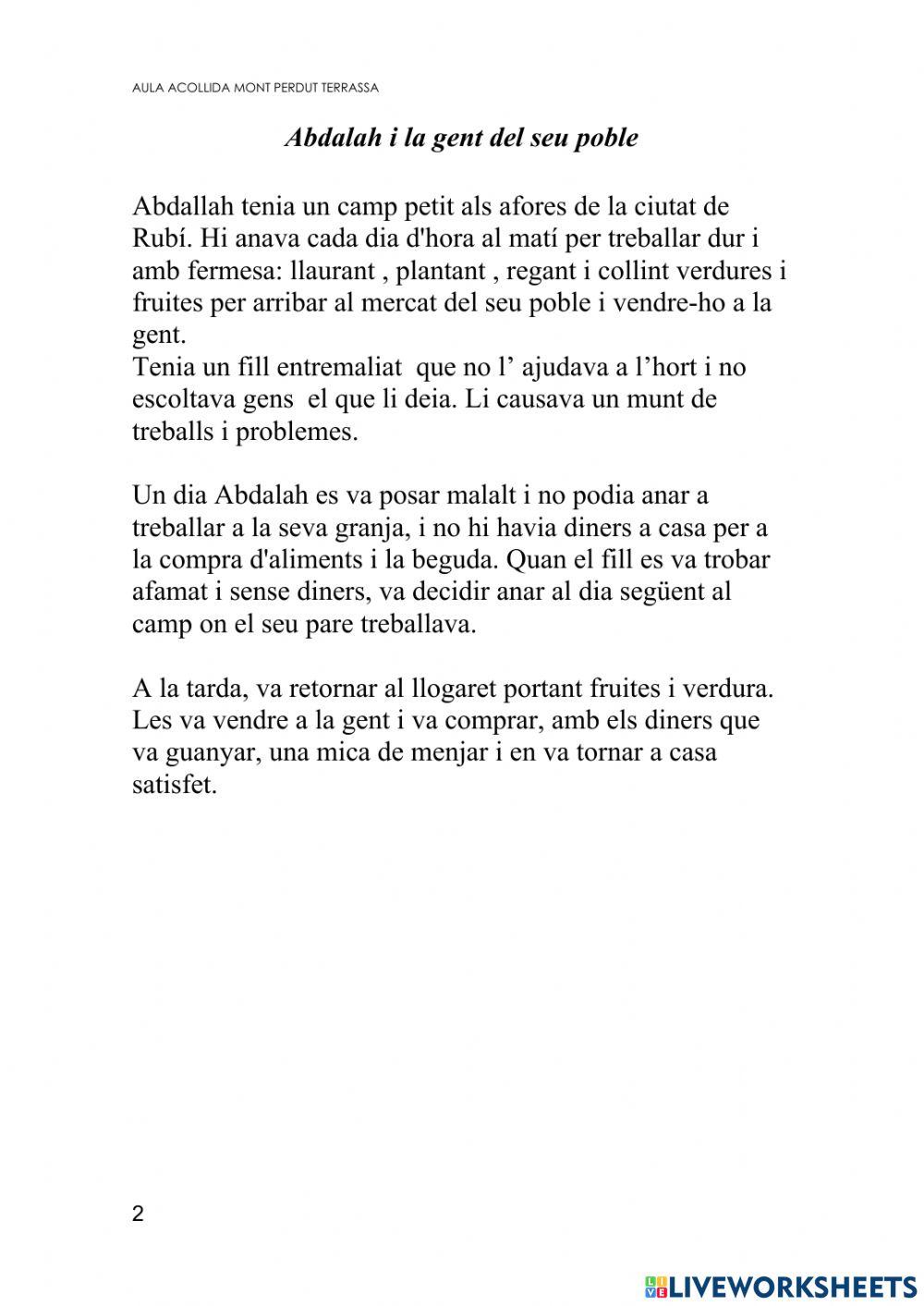 Conte: Abadlà i la gent del poble