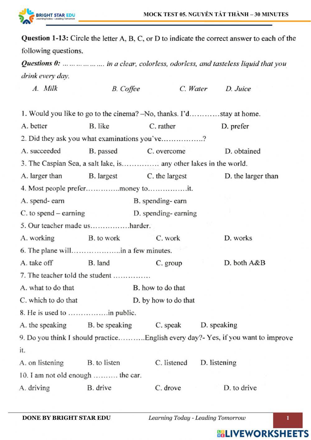 (CLC) De so 5. Nguyen Tat Thanh