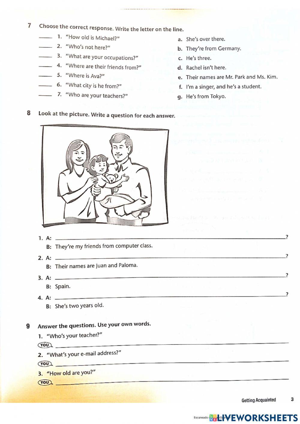 Information Questions verb to be online exercise for | Live Worksheets