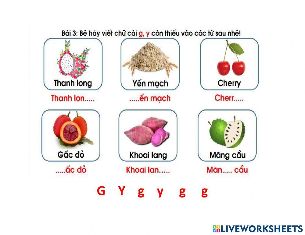 Ôn chữ cái g, y