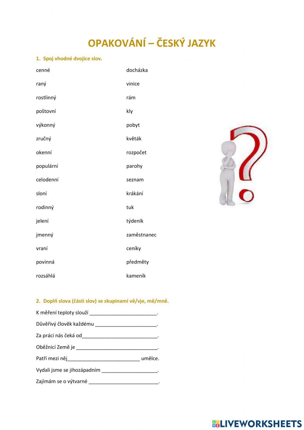 Český jazyk - opakování-5.třída