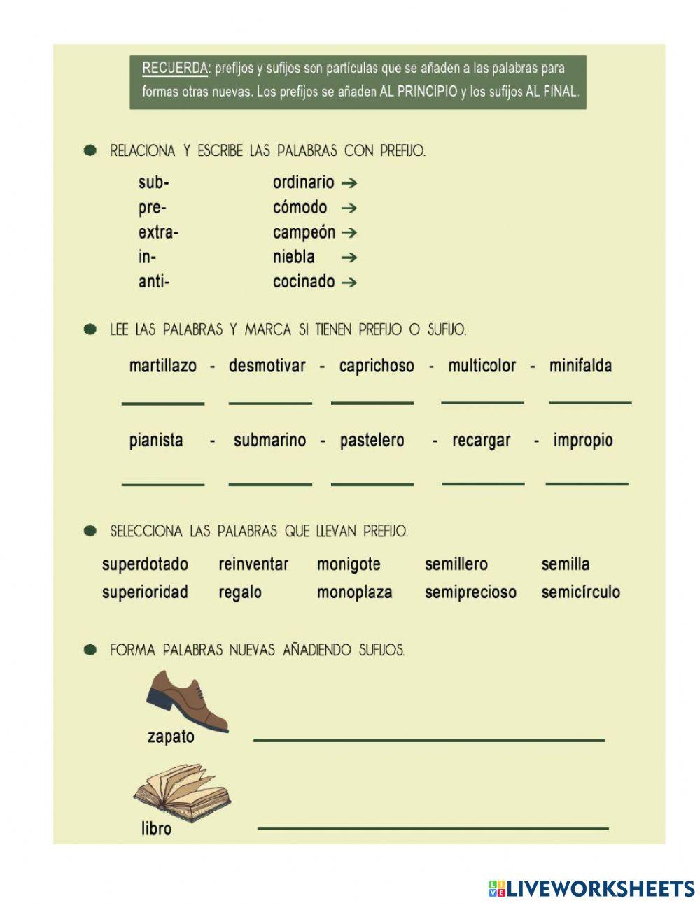 Sufijos y Prefijos