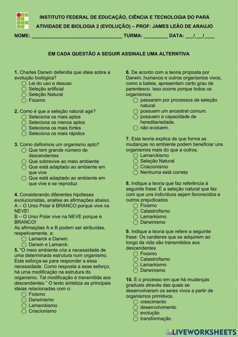 Darwinismo e seleção matural