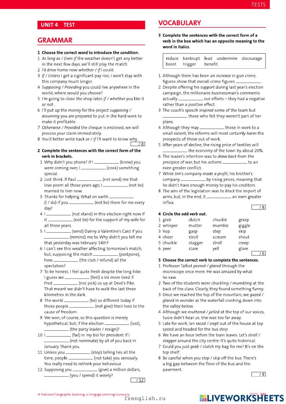 Ouctomes Advanced Unit 4