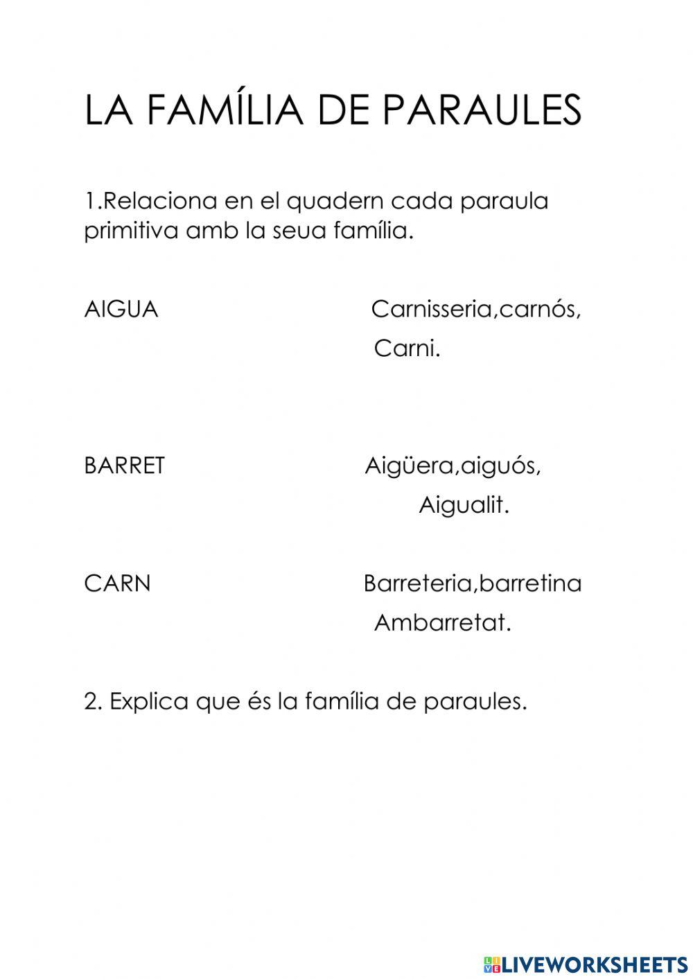 La família de paraules.