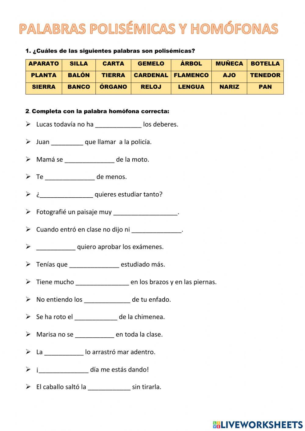 Polisémicas, homófonas y pronombres