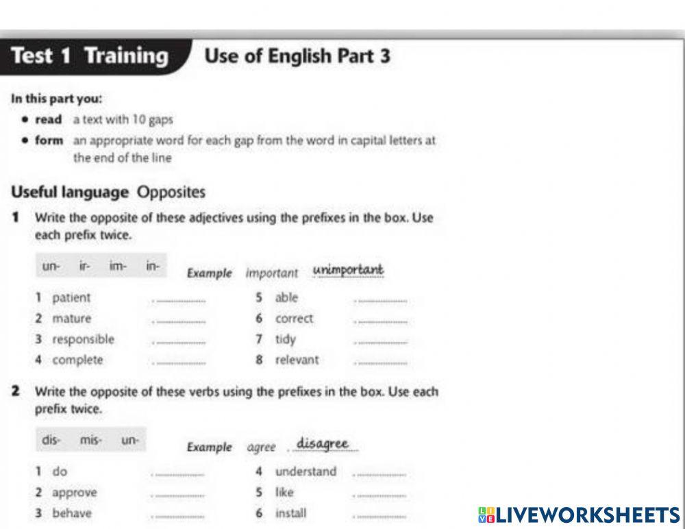 Use of English Prefixes