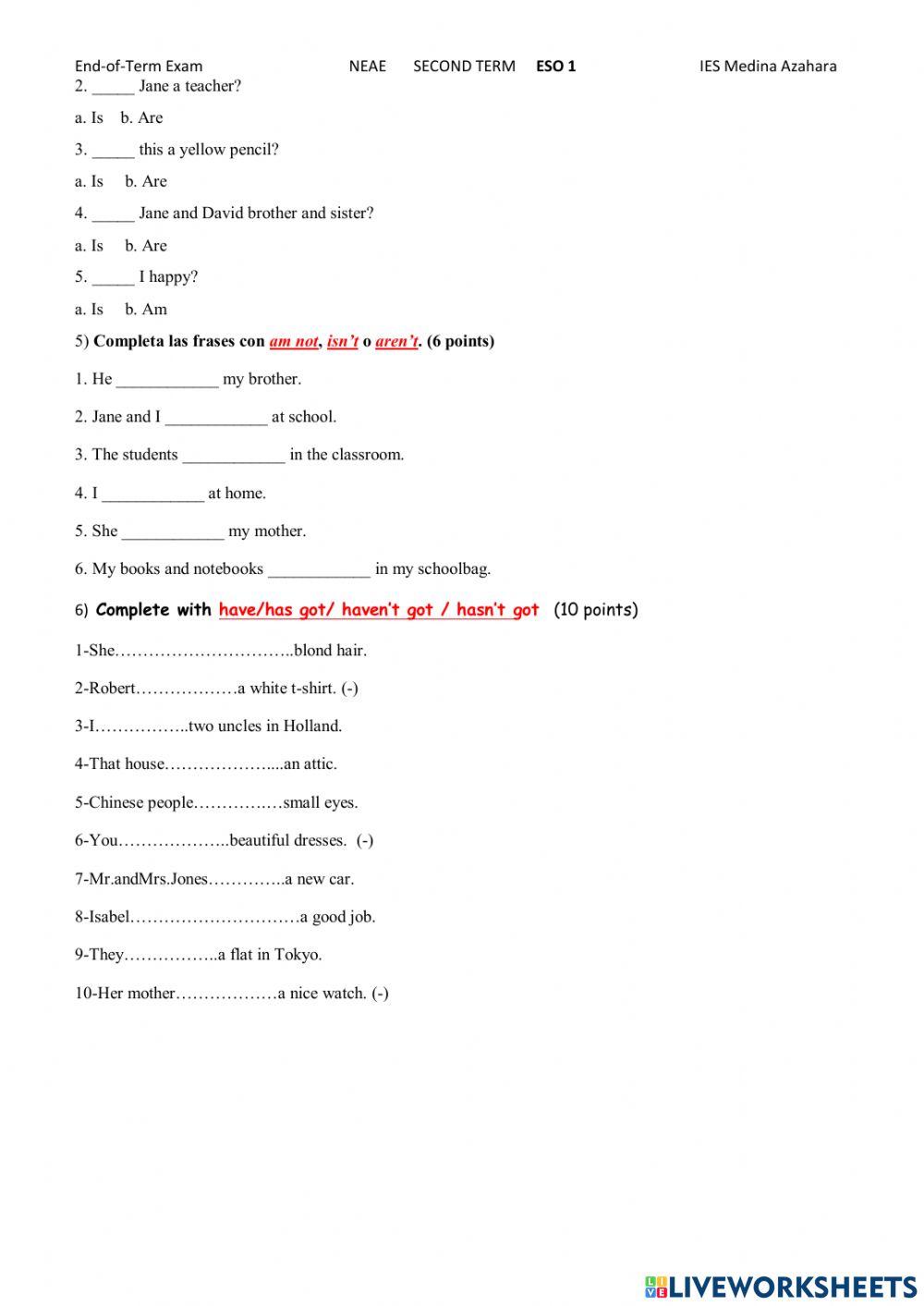 Basic grammar and vocabulary