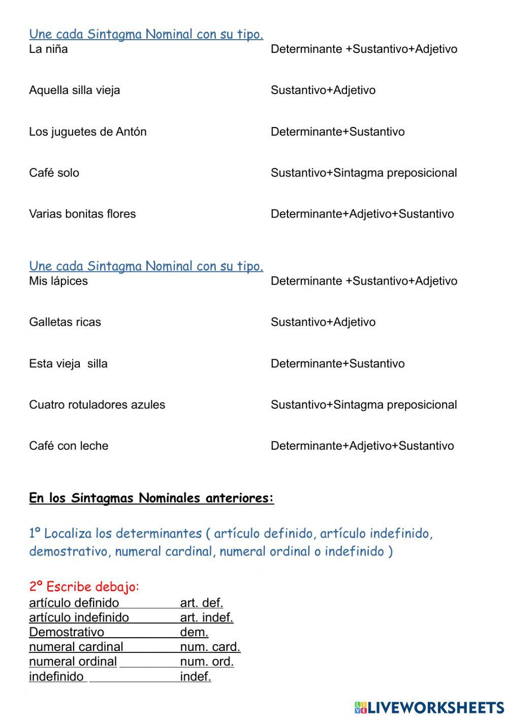 Sintagma Nominal y determinantes