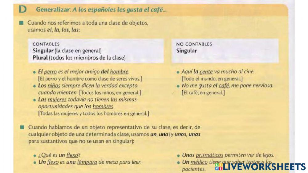 El articulo  generalizador