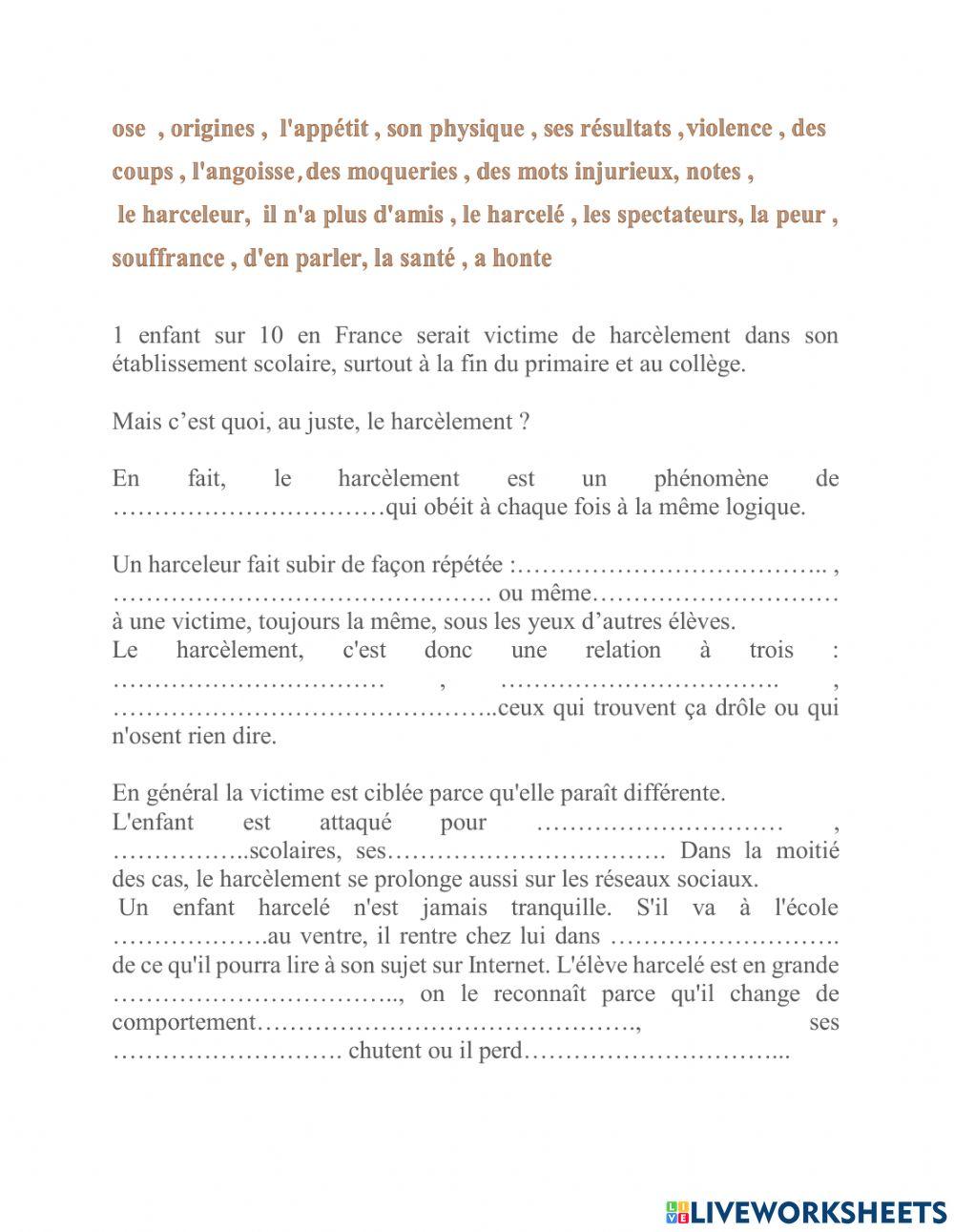 Harcelement scolaire