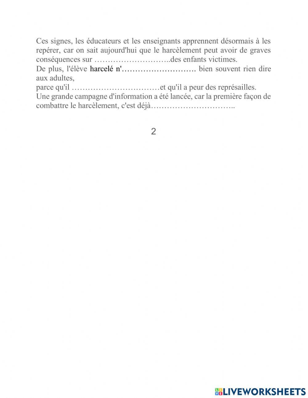 Harcelement scolaire