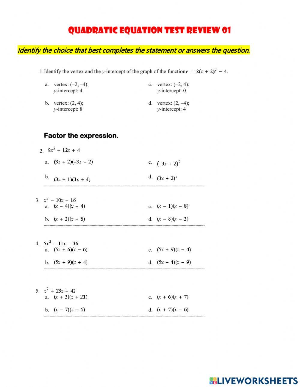 2790300 | Quadratic Equation Test Review 01 | sakasaka