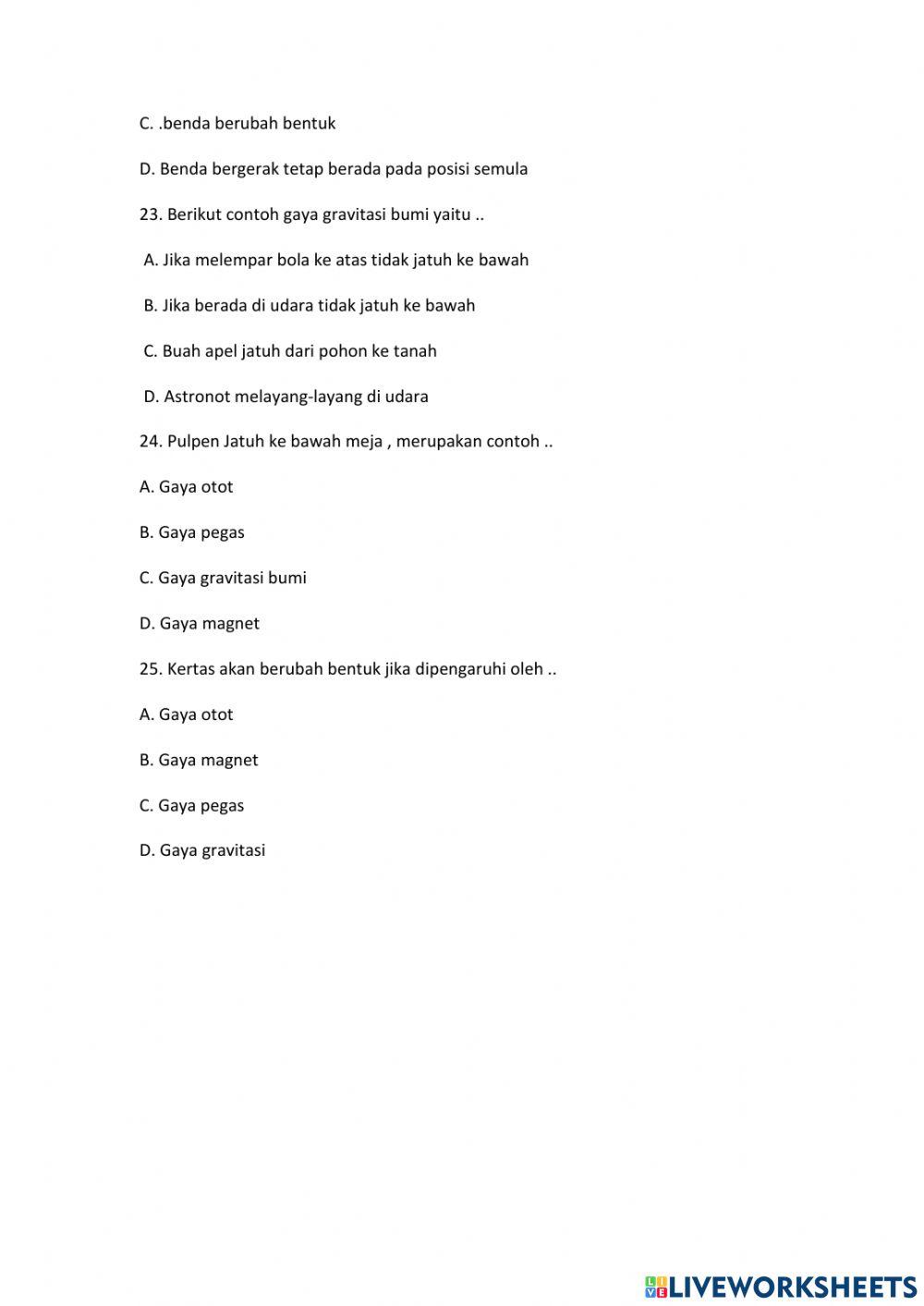 Soal PTS Tema 7 Subtema 1 Kelas 4 Semester 2