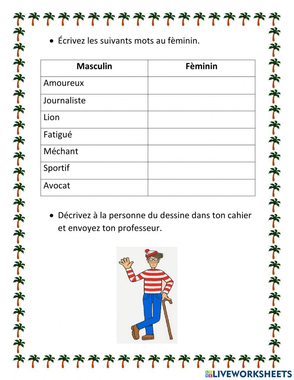  Examen de Francés 6° Segundo Trimestre