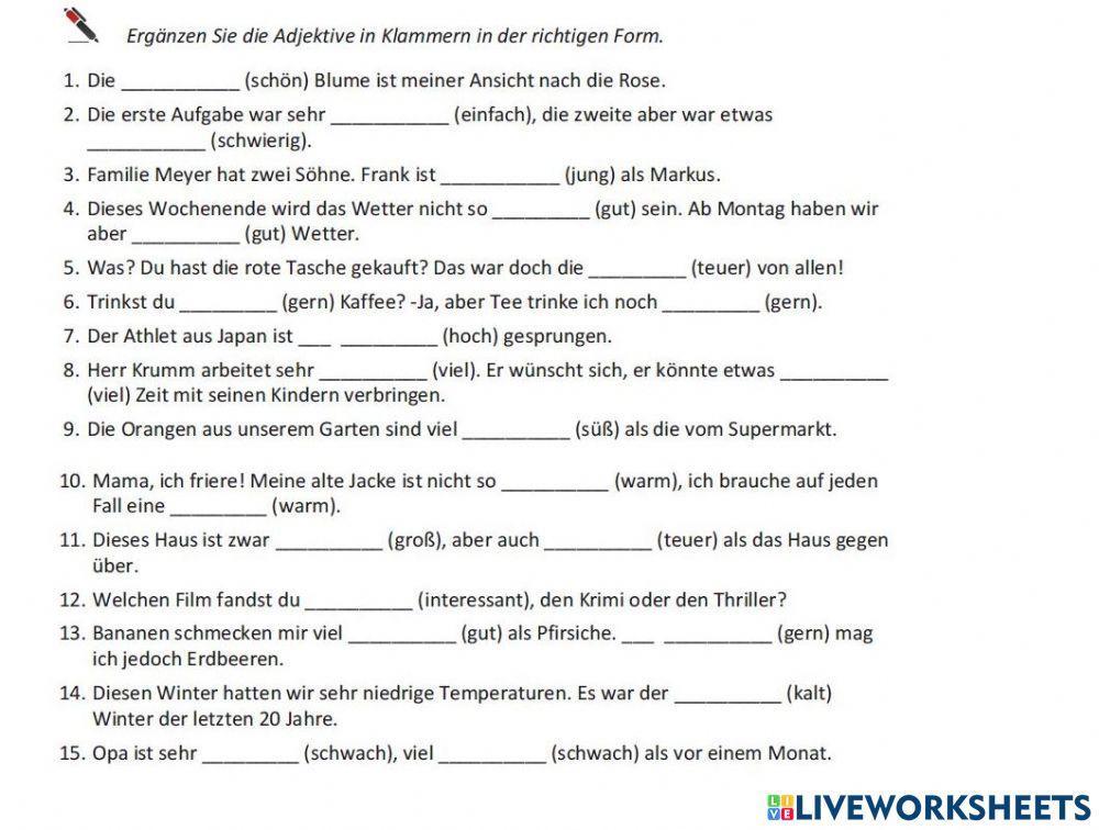 Komparativ Und Superlativ übungen Pdf www.liveworksheets.com