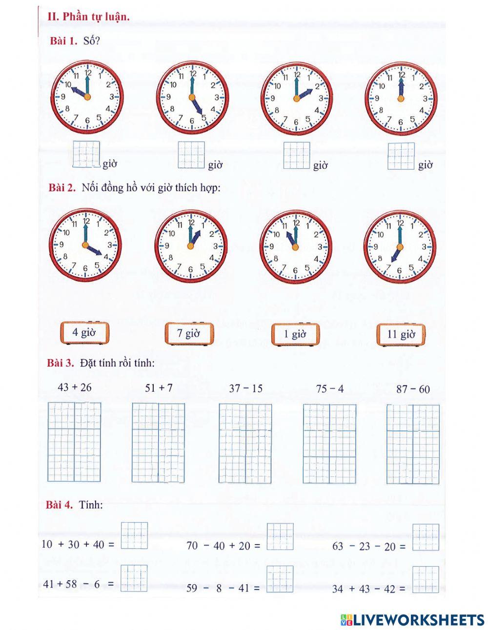 Toán 1 - Tuần 32 Bài tập