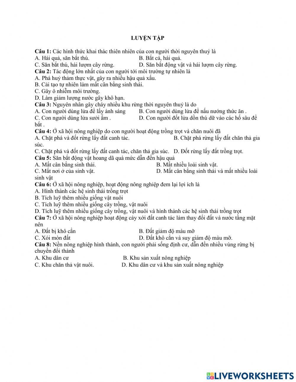 Luyện tập môi trường