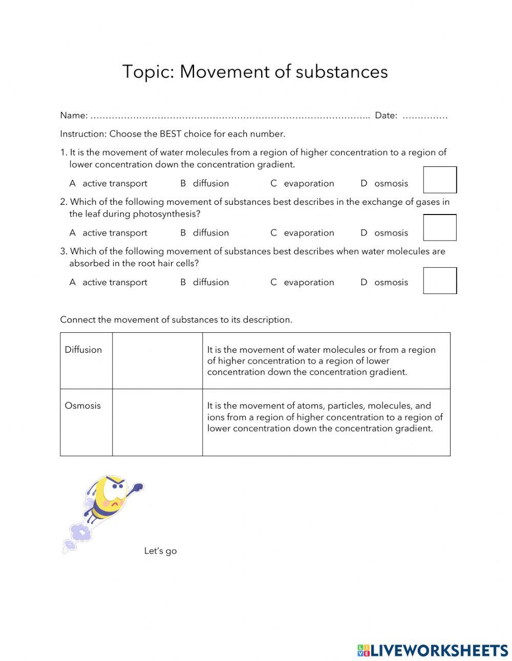 Movement of substances