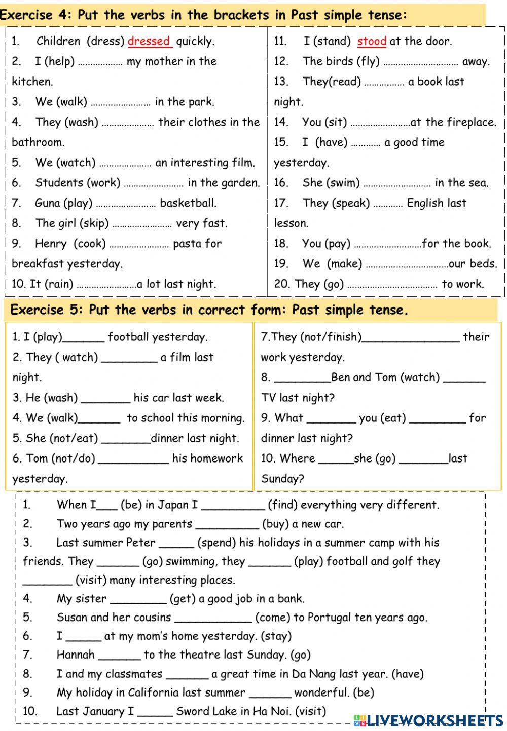 Past simple tense Review 1