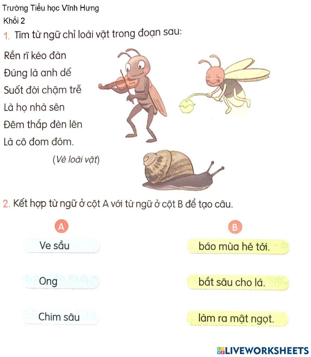 Mở rộng vốn từ về các loài vật nhỏ bé