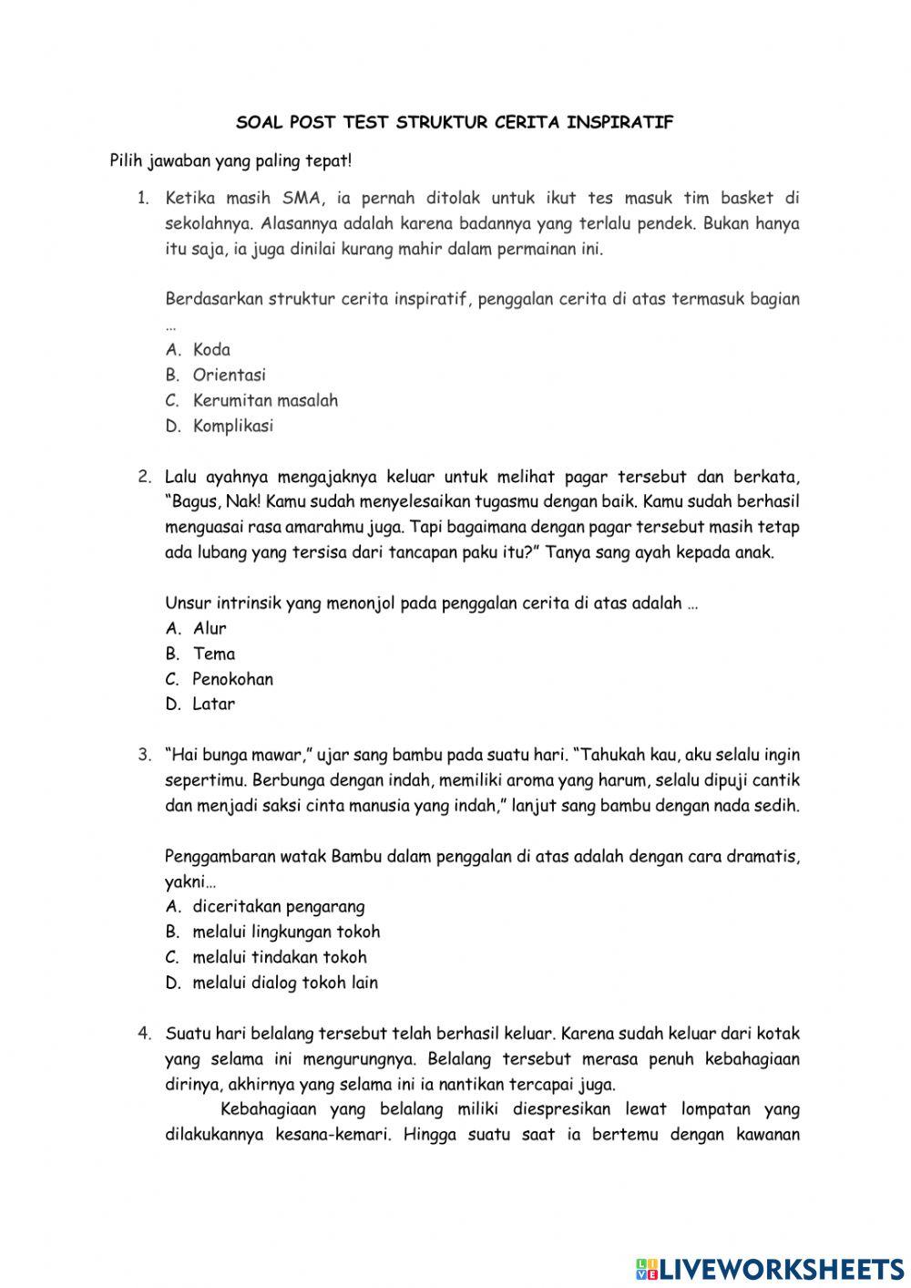 Post tets struktur cerita inspiratif