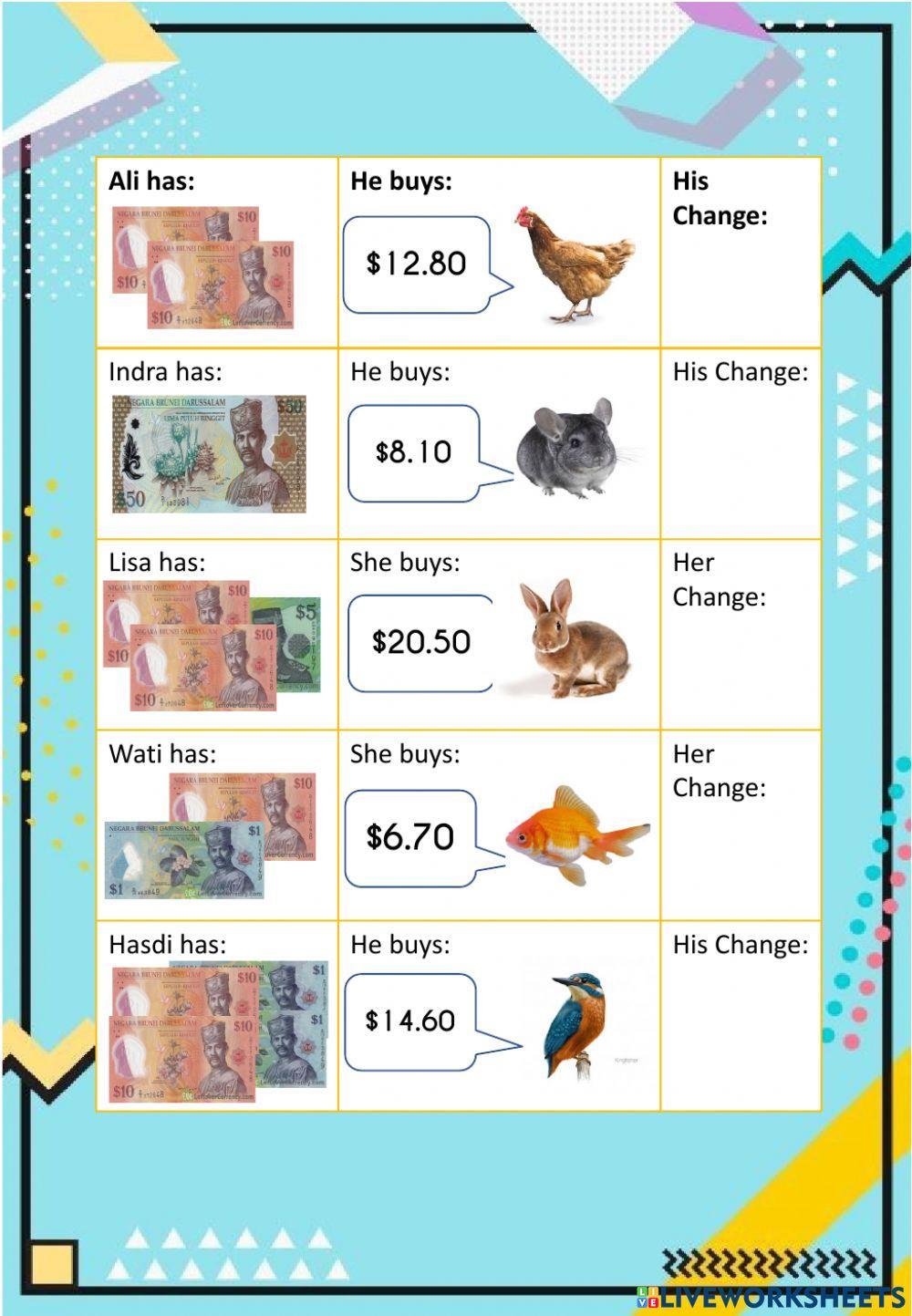 Finding Change 4 Pet store