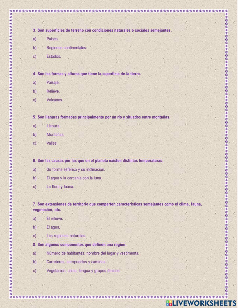 Examen de geografía