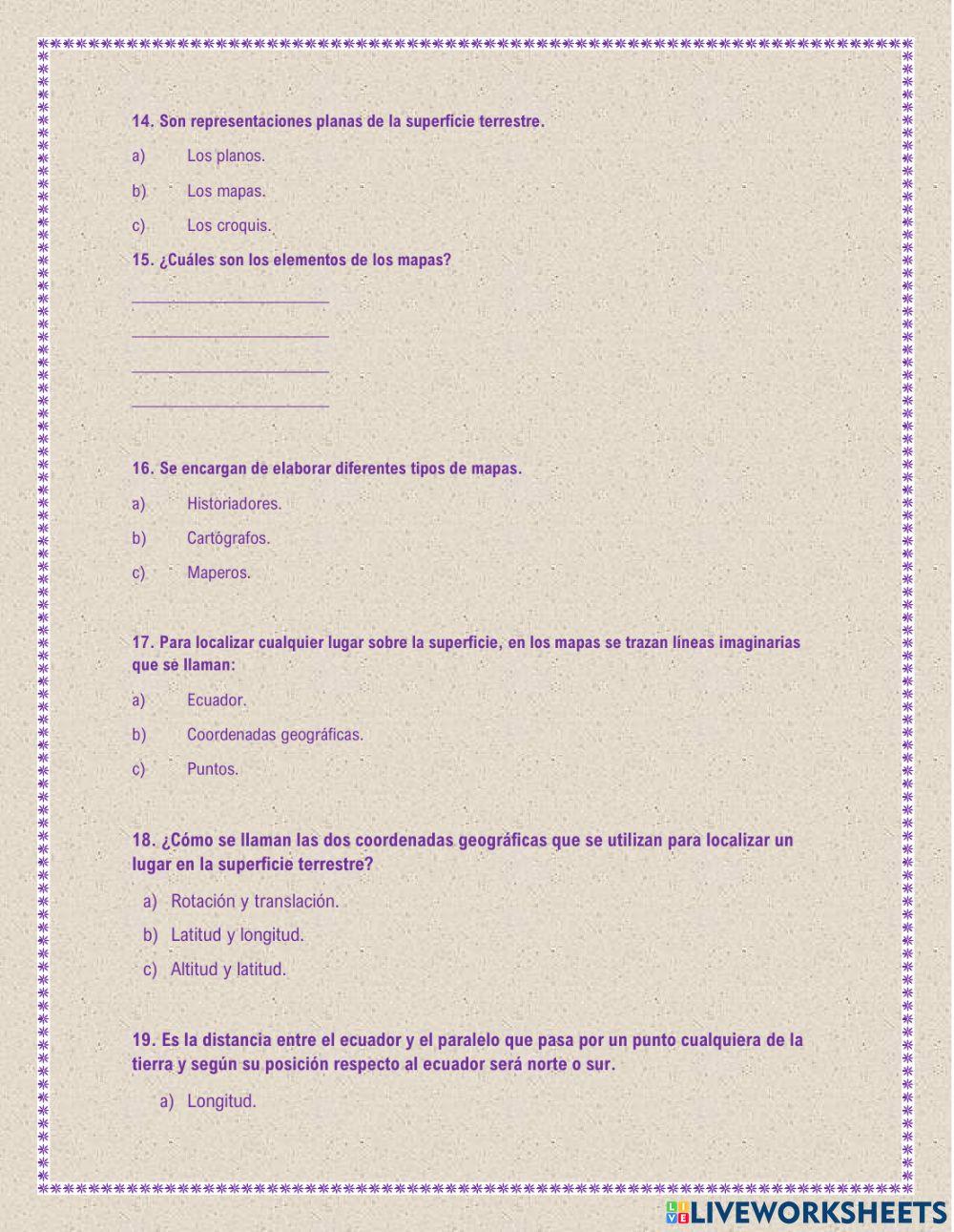 Examen de geografía