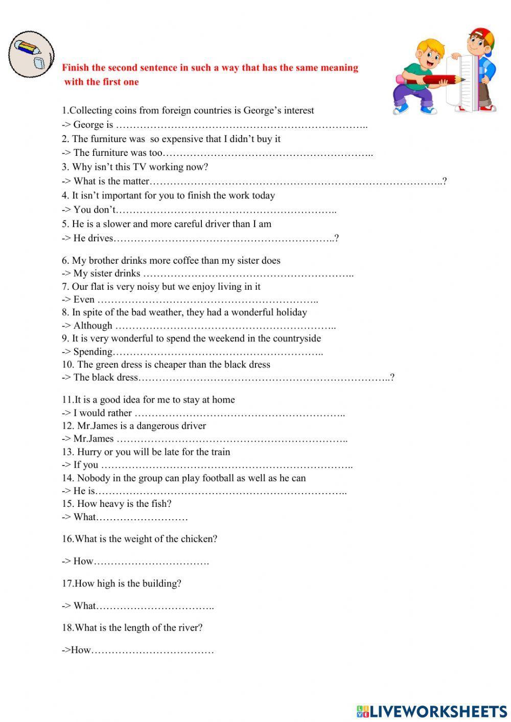 20 câu viết lại câu E6 (phần 4)