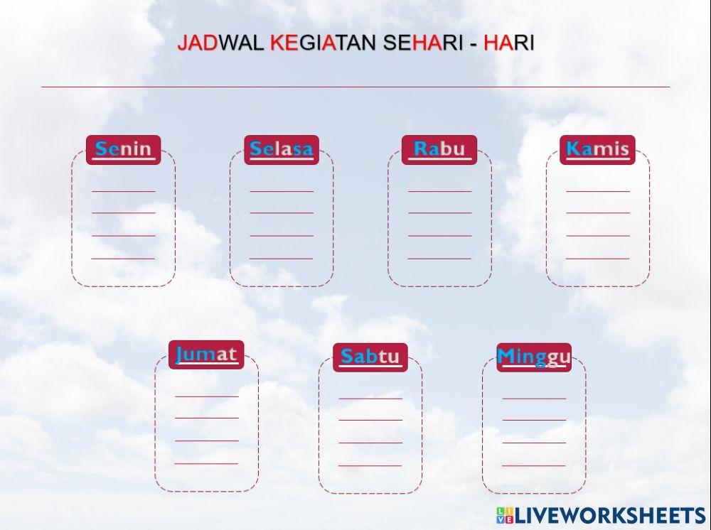 Jadwal Kegiatan Sehari hari