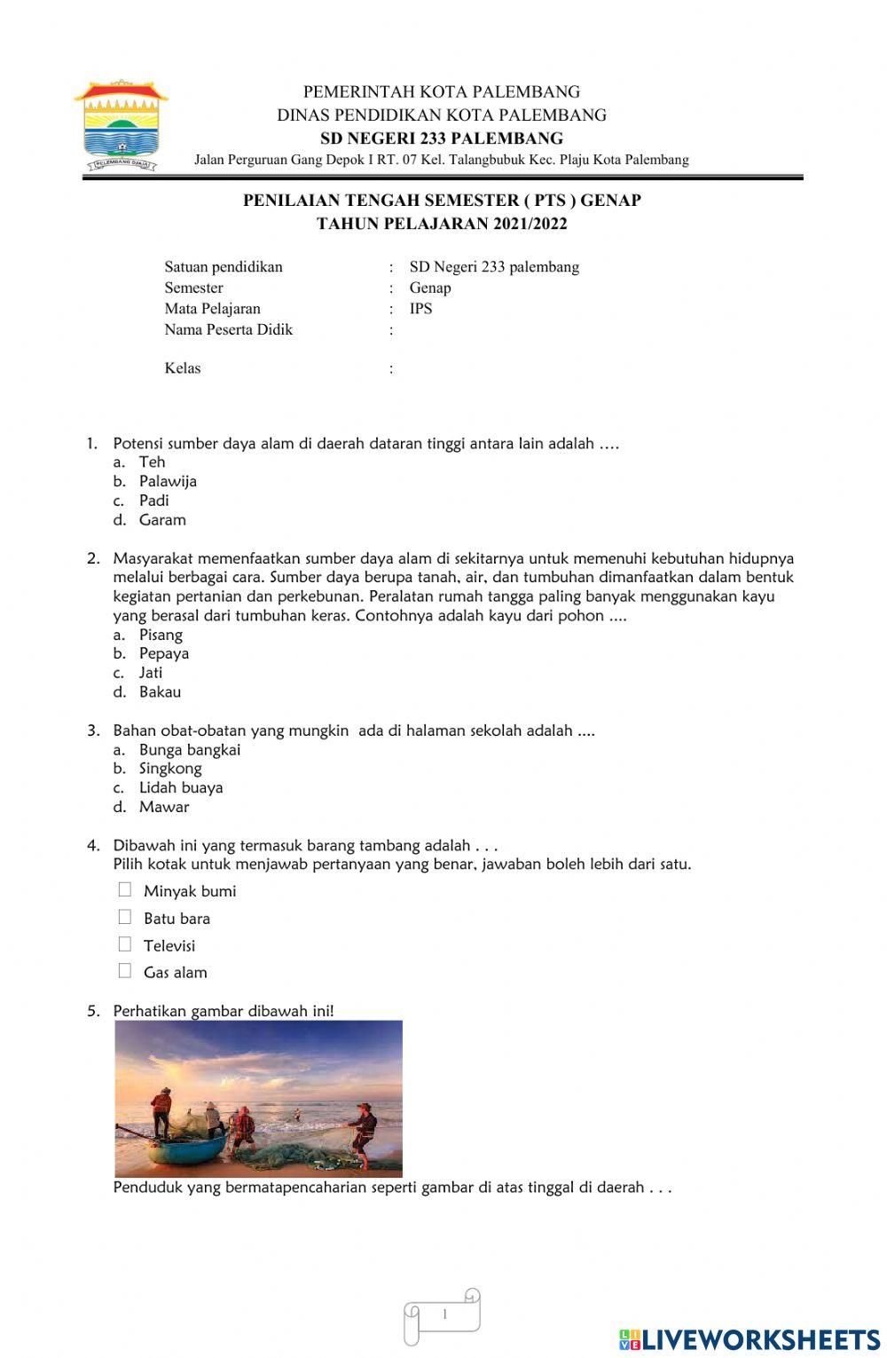 PTS IPS Tema 6 dan Tema 7 Kelas 4