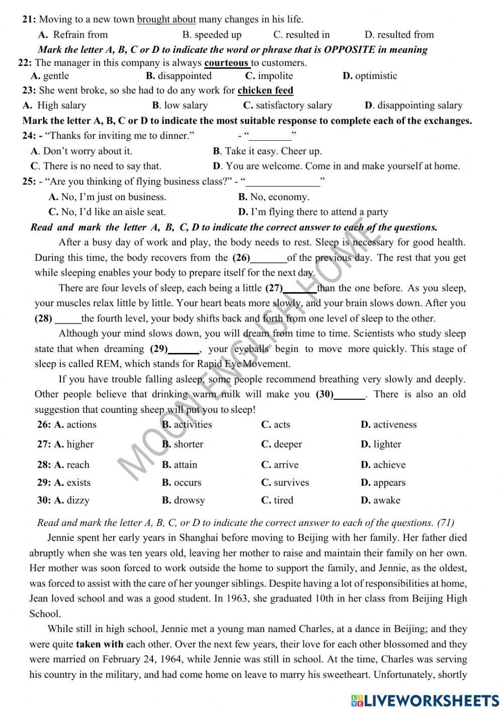 Grade 12- Test 27