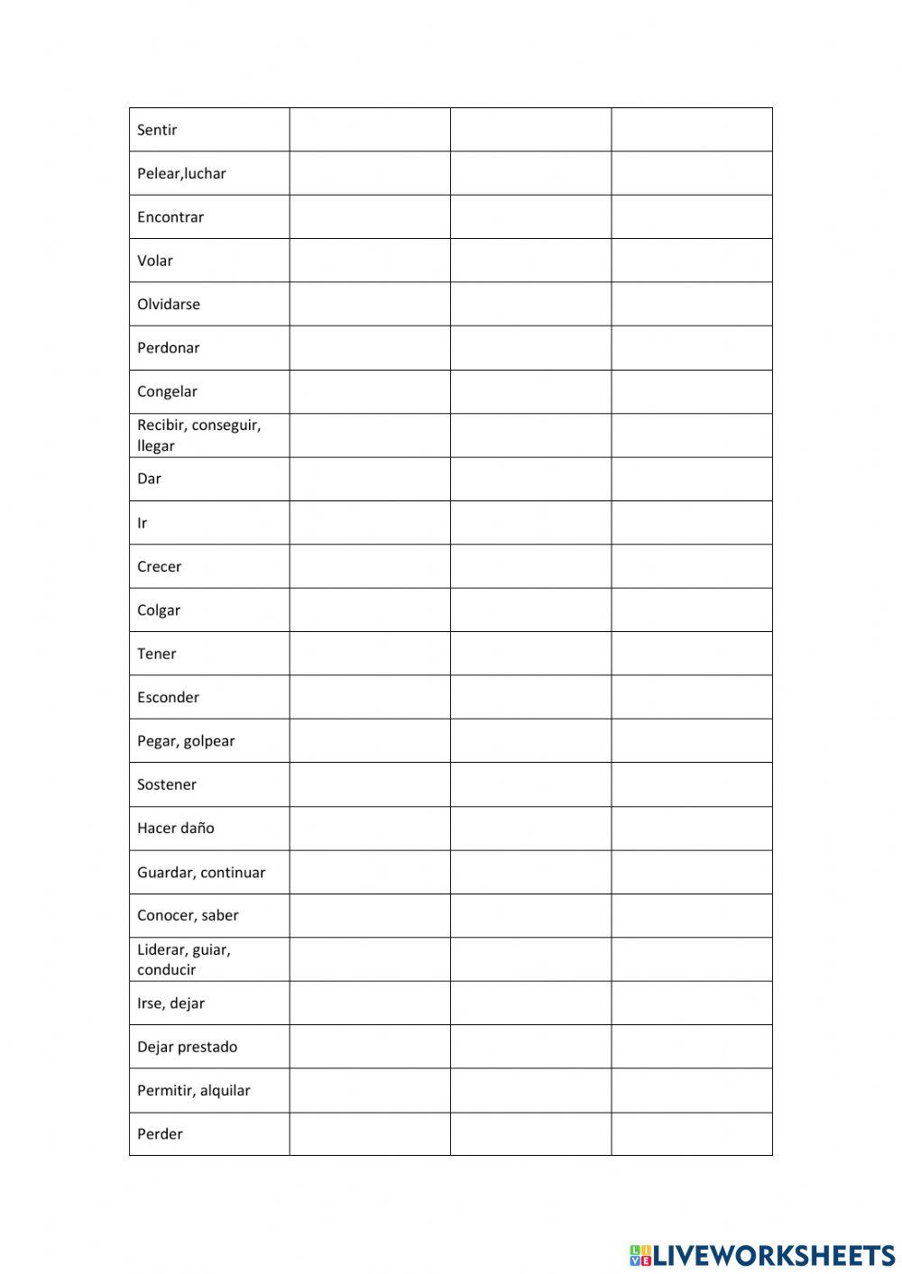 Irregular verbs 6th grade