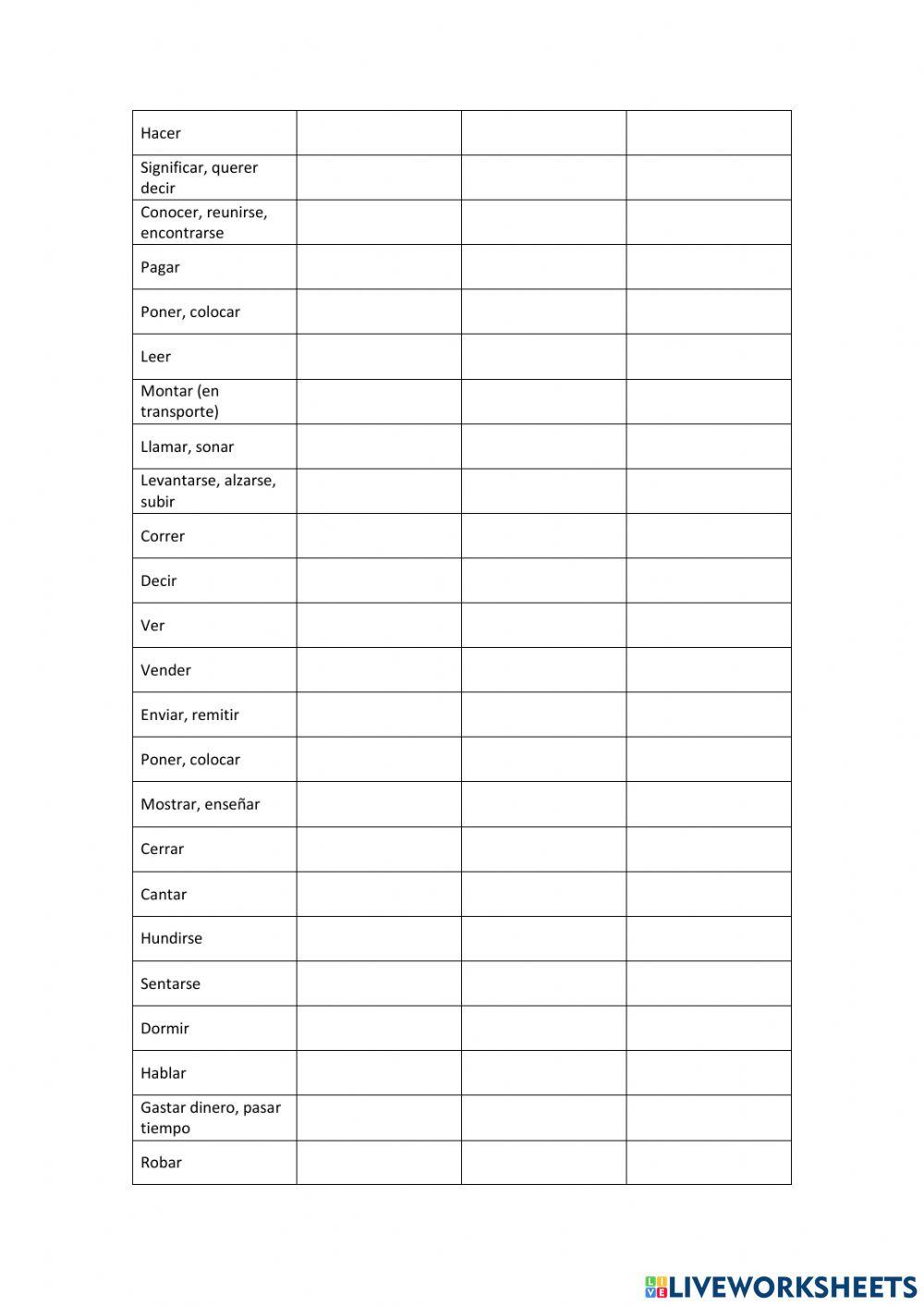 Irregular verbs 6th grade