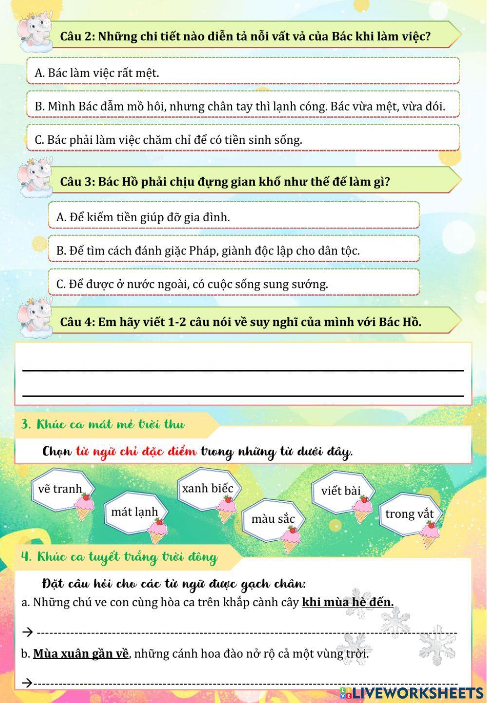 Lớp 2 - Tiếng việt - Tuần 22 - Đề 2