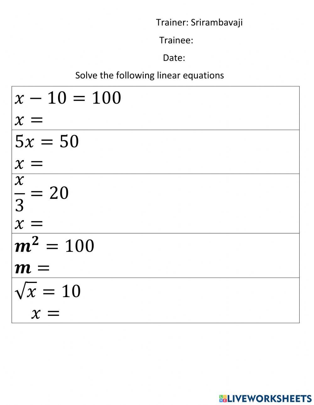 Linear Equations Basics 2 2791251 Srirambavaji Live Linear Equations Basics 2 2791251 Srirambavaji Live