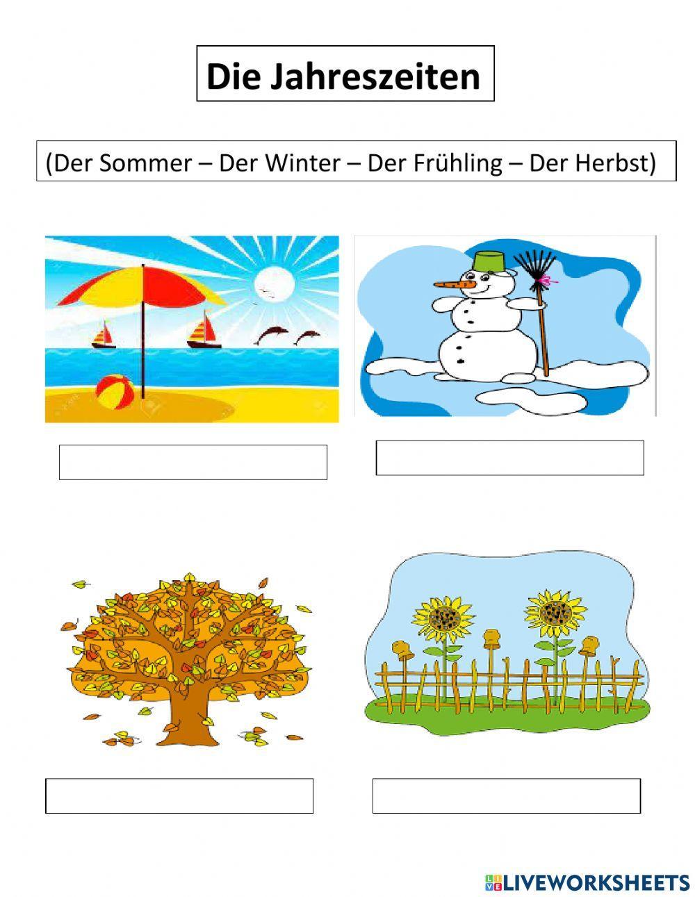 Die Ferien und die jahreszeiten